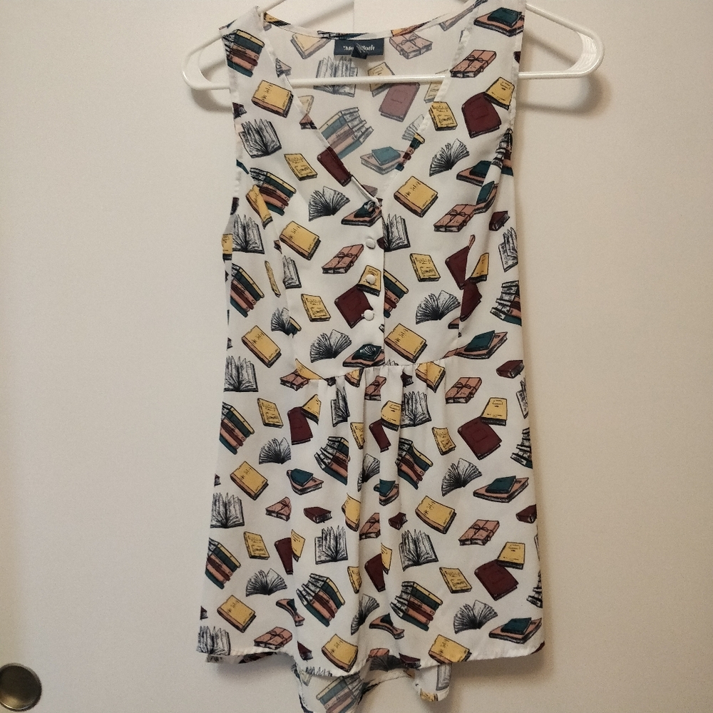 Book Print Peplum Blouse